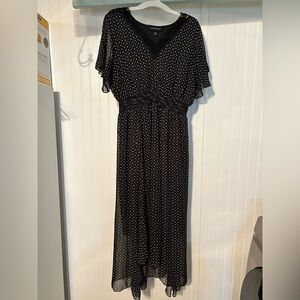 Lane Bryant Black and White Maxi Dress with Flutter Sleeves